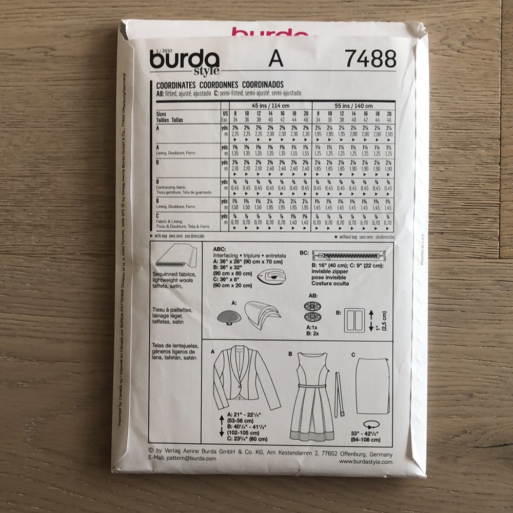 3/$30 Burda Sewing Pattern 7488 - Picture 2 of 2